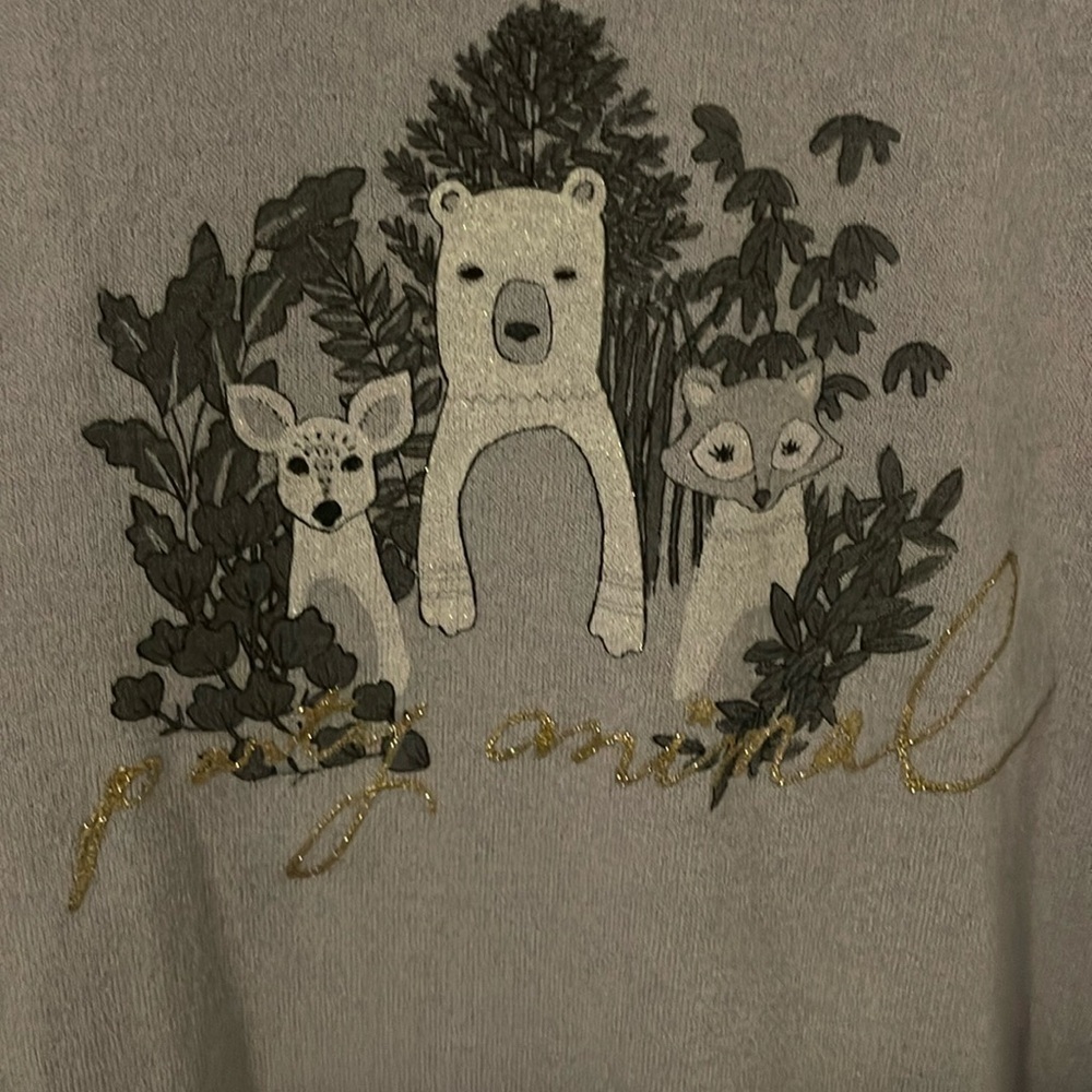 “Party Animal” LC LAUREN CONRAD LONG SLEEVE LIGHT SWEATER WOMEN XL GRAY‎ Top
